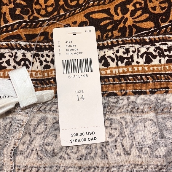 Anthropologie NWTS Brown Boho Mixed Print Jogger Pants 14 - Picture 8 of 11